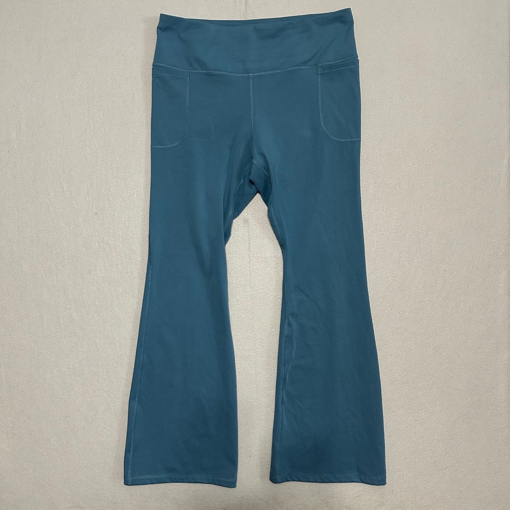 Under Armour Womens 2X Teal Blue High Waisted Flare Leggings Yoga Pants Pockets
